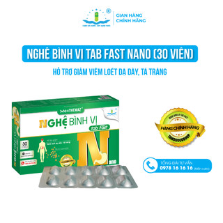 Nghệ Bình Vị Tab Fast Nano (30 viên) - Hỗ Trợ Giảm Viêm Loét Dạ Dày Tá Tràng - Tâm Dược