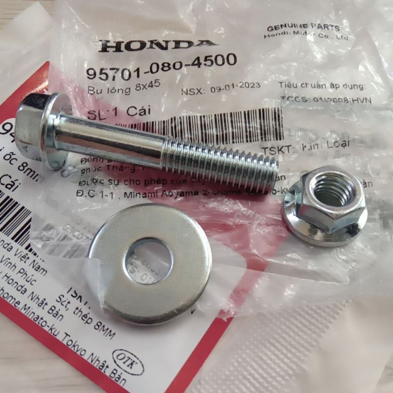 Ốc Treo Pô 8x45 + Tán + Lòng Đèn HonDa Chính Hãng