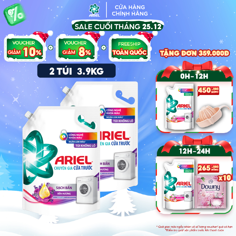 Combo 2 Túi Nước Giặt ARIEL Chuyên Gia Cửa Trên Hoa Oải Hương 3.9KG/túi