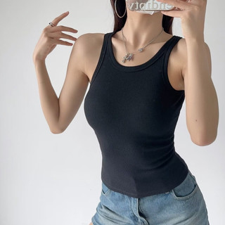 CÓ MÚT Áo ba lỗ thun gân dày dặn croptop phom dài basic BS79