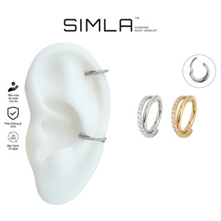 Khuyên tai tròn khoá clicker xoắn viền đá Thép không gỉ 316L Simla - Simla Body Jewelry