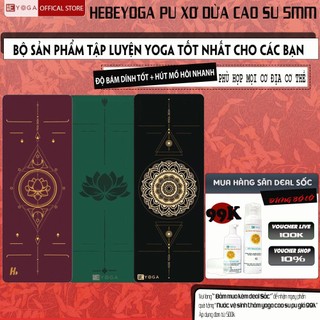 Thảm Tập Yoga Gym Định Tuyến Hebeyoga Xơ Dừa Pu Cao Su 5mm Chống Trượt Hút Mồ Hôi Nhanh Cao Cấp Kèm Túi