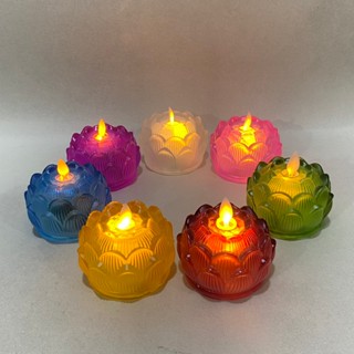 Đèn Nến Điện Hoa Sen Pha Lê Thuỷ Tinh  , Đèn Led Hoa Sen Trang Trí Sử Dụng Pin 2A Size Nhỏ