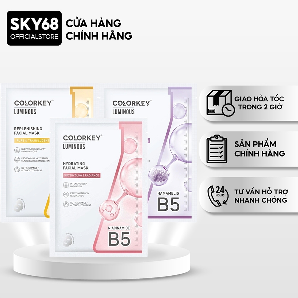 Mặt Nạ Giấy Cấp Ẩm Colorkey Luminous Vitamin B5 Facial Mask 25ml