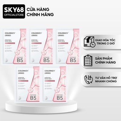 Combo 5 Mặt Nạ Dưỡng Ẩm Trắng Da Colorkey Luminous Hydrating Facial Mask 25mlx5 - HỒNG