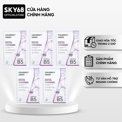 Combo 5 Mặt Nạ Dưỡng Ẩm Giảm Mụn Colorkey Luminous Nourishing Facial Mask 25mlx5 - TÍM