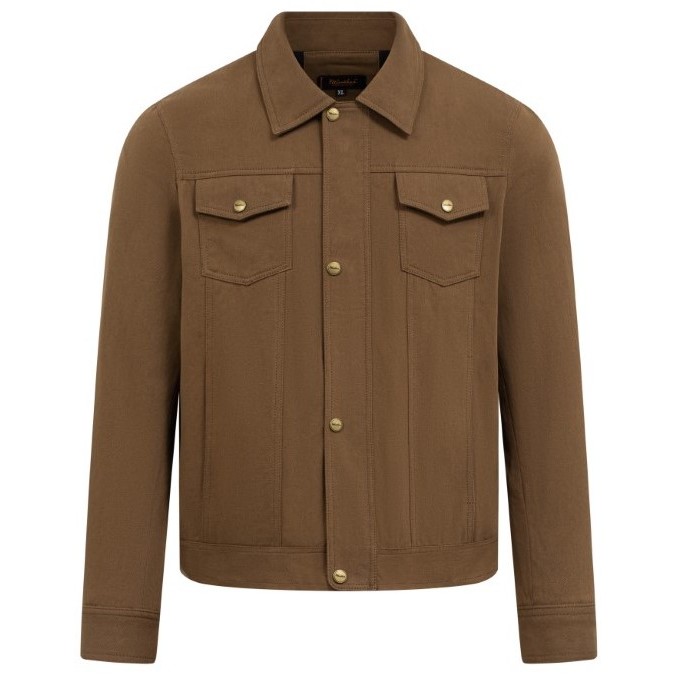 Áo khoác kaki nam cổ bẻ túi hộp dài tay Trucker Jacket Ftt Leather đơn giản, trẻ trung - Mã AK01