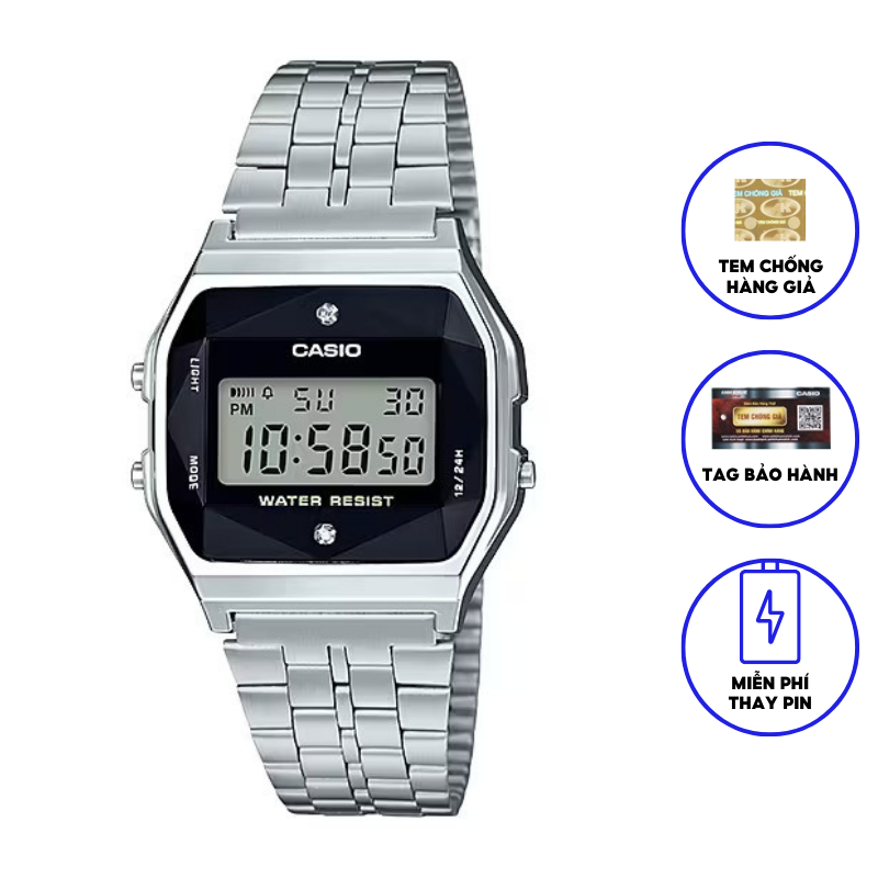 Đồng hồ nam dây kim loại chính hãng Casio A159WAD-1DF