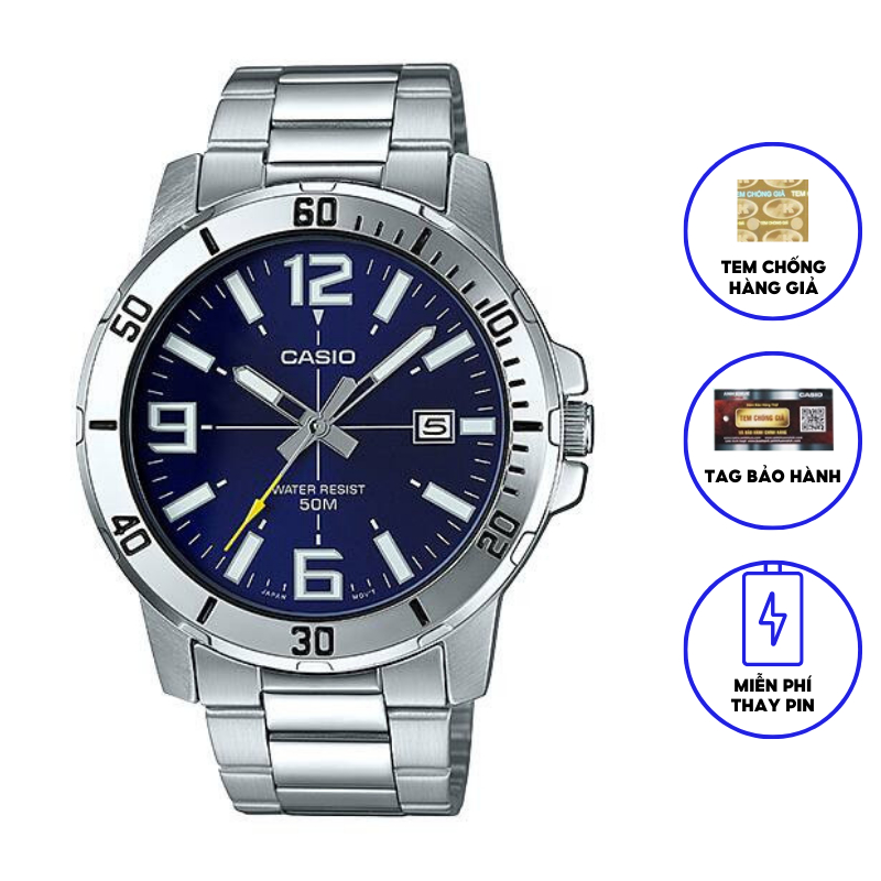 Đồng Hồ Casio Nam Dây Kim Loại MTP-VD01D-2BVUDF Chính Hãng