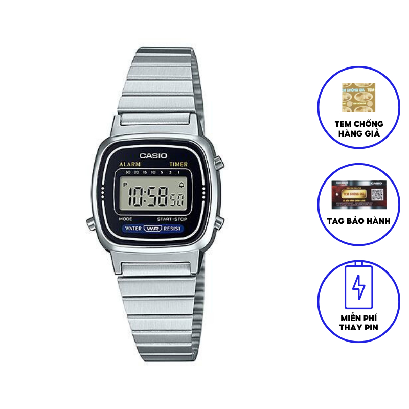 Đồng hồ nữ dây kim loại chính hãng Casio LA670WA-1DF