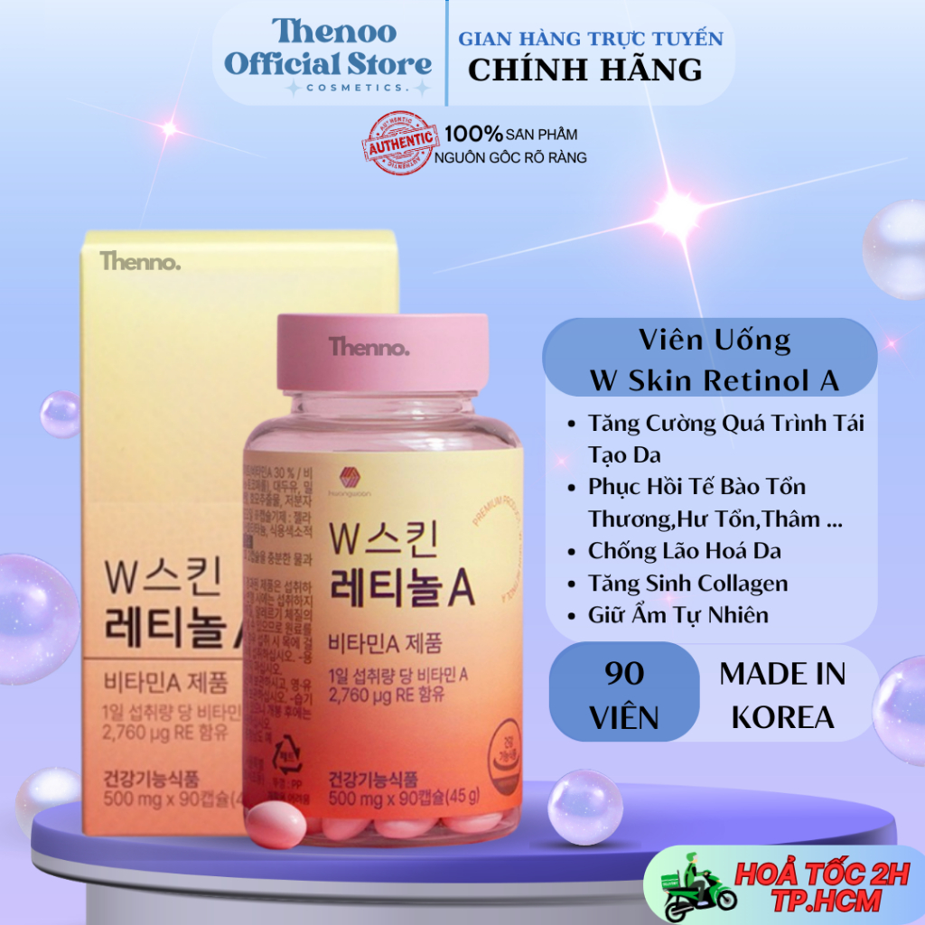 Viên Uống Chống Lão Hoá Retinol Kwangwoon 90 Viên Hàn Quốc Sạch Nám Tàn Nhang,Sạch Mụn