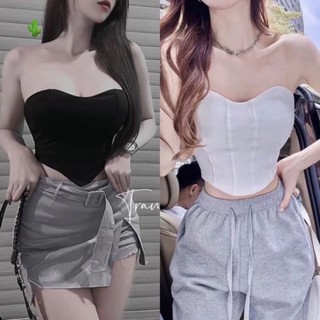 Áo ống nữ viền cúp ngực vạt ngang croptop có sẵn mút PC
