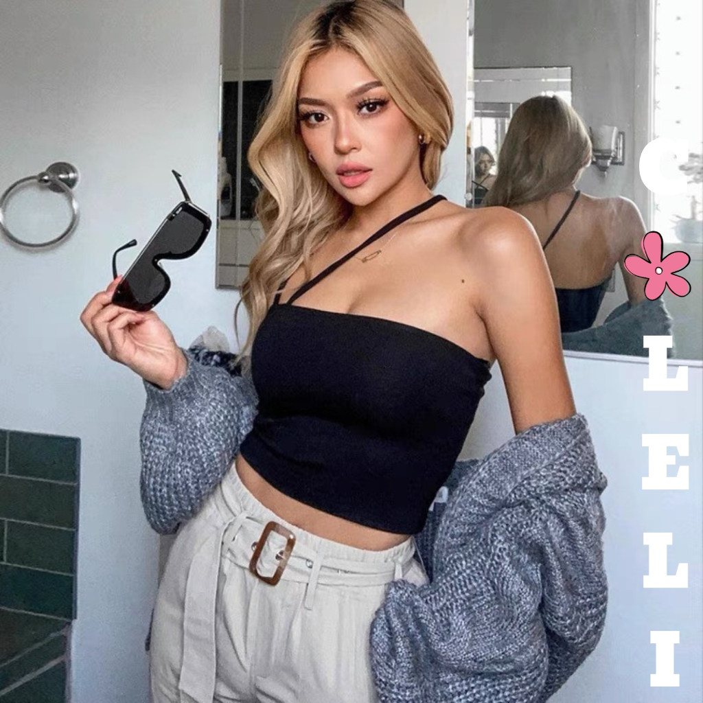 Áo Ống Croptop Nữ 1 Dây Chéo Thun Gân Tăm Kiểu Ôm Basic Mặc Trong Vest Sơmi - COLELI