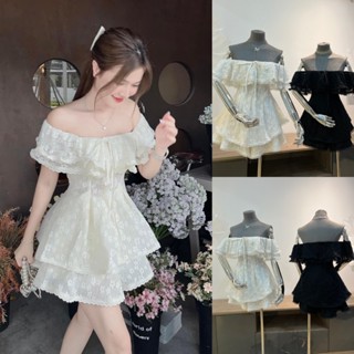 SBX66 Sét váy trễ vai bèo ngực sét bộ ren hoa nổi kèm quần váy Sét bộ tiểu thư Bigsize Kim Ngân từ 50kg đến 100kg