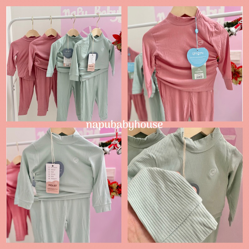 Bộ dài tay cổ 3cm vải gỗ sồi bubaby cho bé - Candie Molist