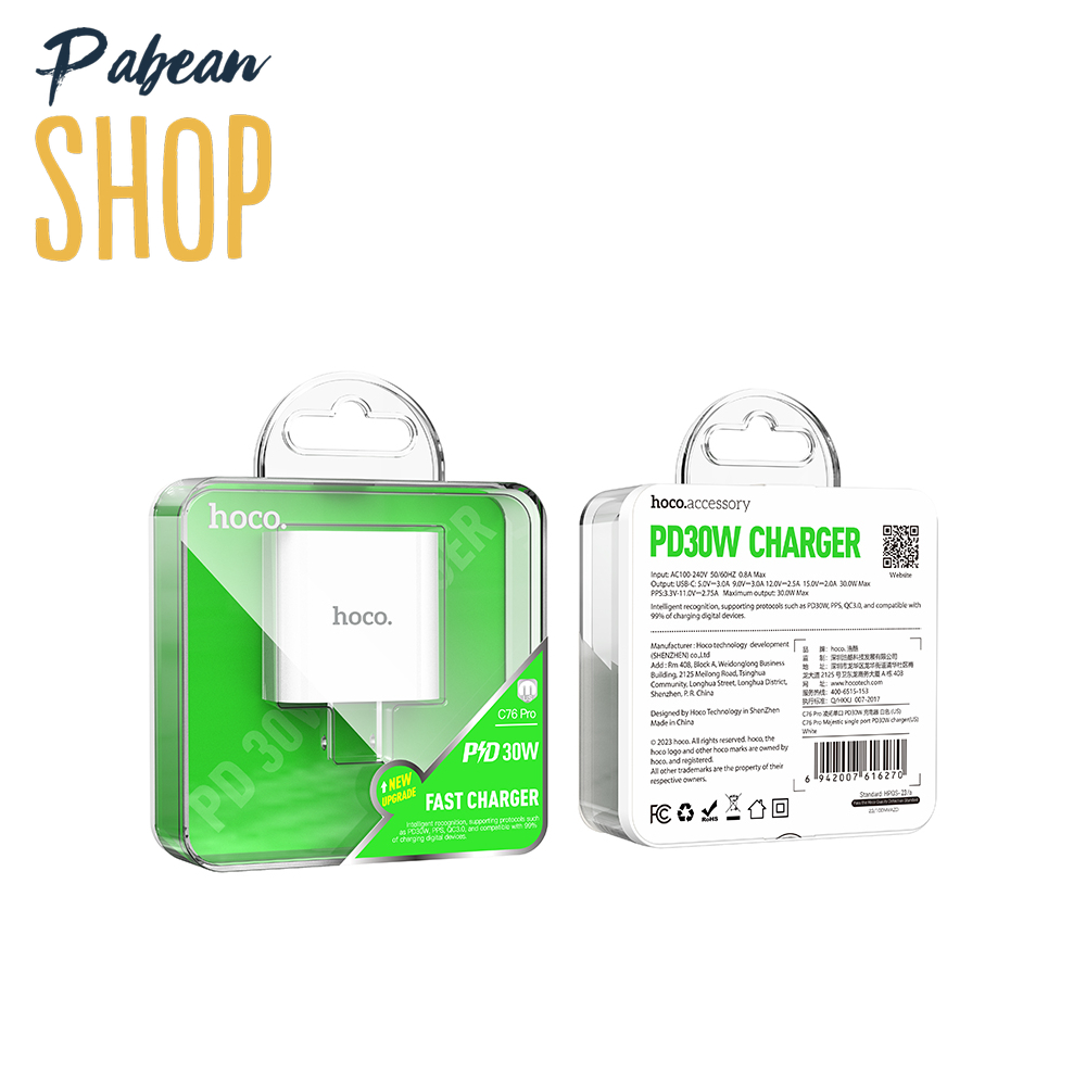 Củ sạc nhanh PD 30W hoco. C76PRO cho ĐIỆN THOẠI / MÁY TÍNH BẢNG