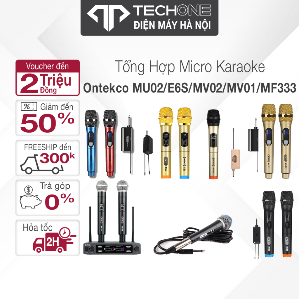 Bộ( Mic ) Micro không dây karaoke chuyên nghiệp ONTEKCO | MU02 | HZ113| MV02 | MF 333| MV01| Bảo Hàn