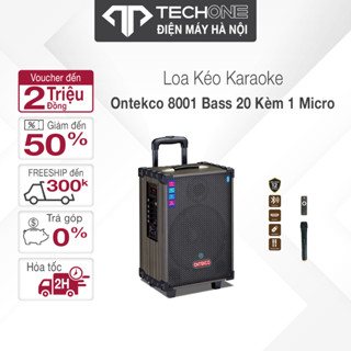 Loa kéo karaoke ONTEKCO 8001 kèm 1 micro Bass 20cm, chống hú cao cấp vỏ gỗ hàng chính hãng