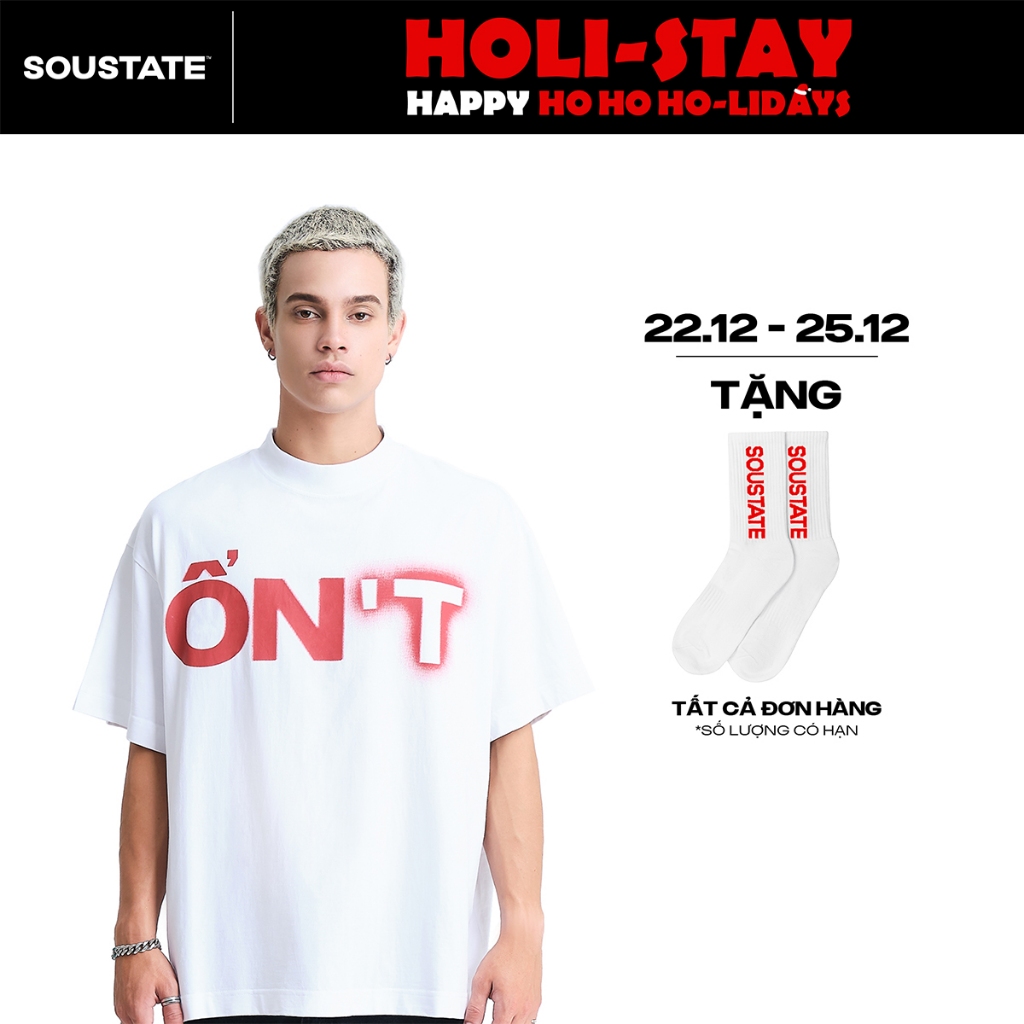 Áo Thun Cổ Cao Big Boxy SOUSTATE Ổn't (Trắng)