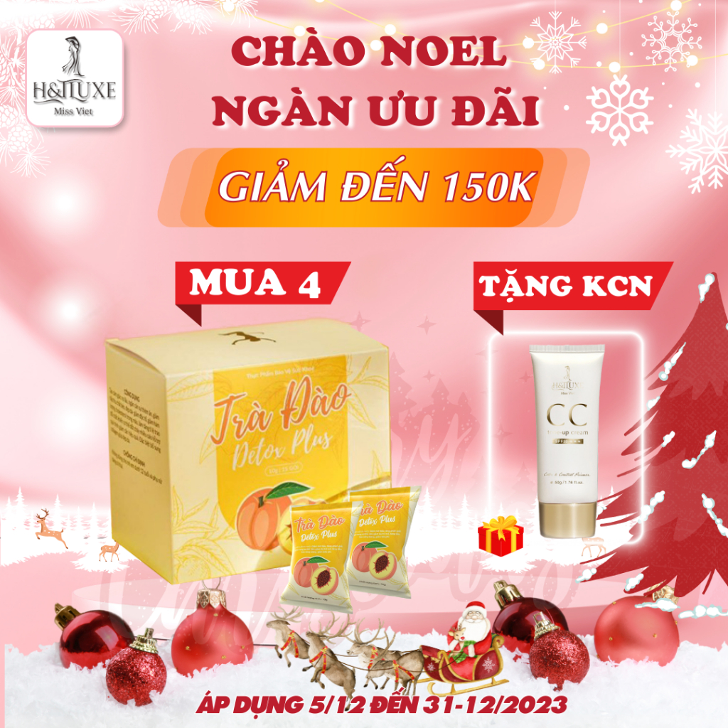 (GIÁ SỈ) 3 Hộp Trà Đào Giảm Cân Detox Plus Chính Hãng (Tặng Kèm 1 trong 3 Son Dưỡng - Mặt Nạ - Kem Che Khuyết Điểm)