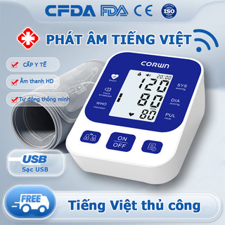 Máy đo huyết áp điện tử,máy đo huyết áp bắp tay CROWN, Đo Chính Xác Kết Quả (Có Giọng nói Tiếng Việt+Bảo Hành 5 Năm)