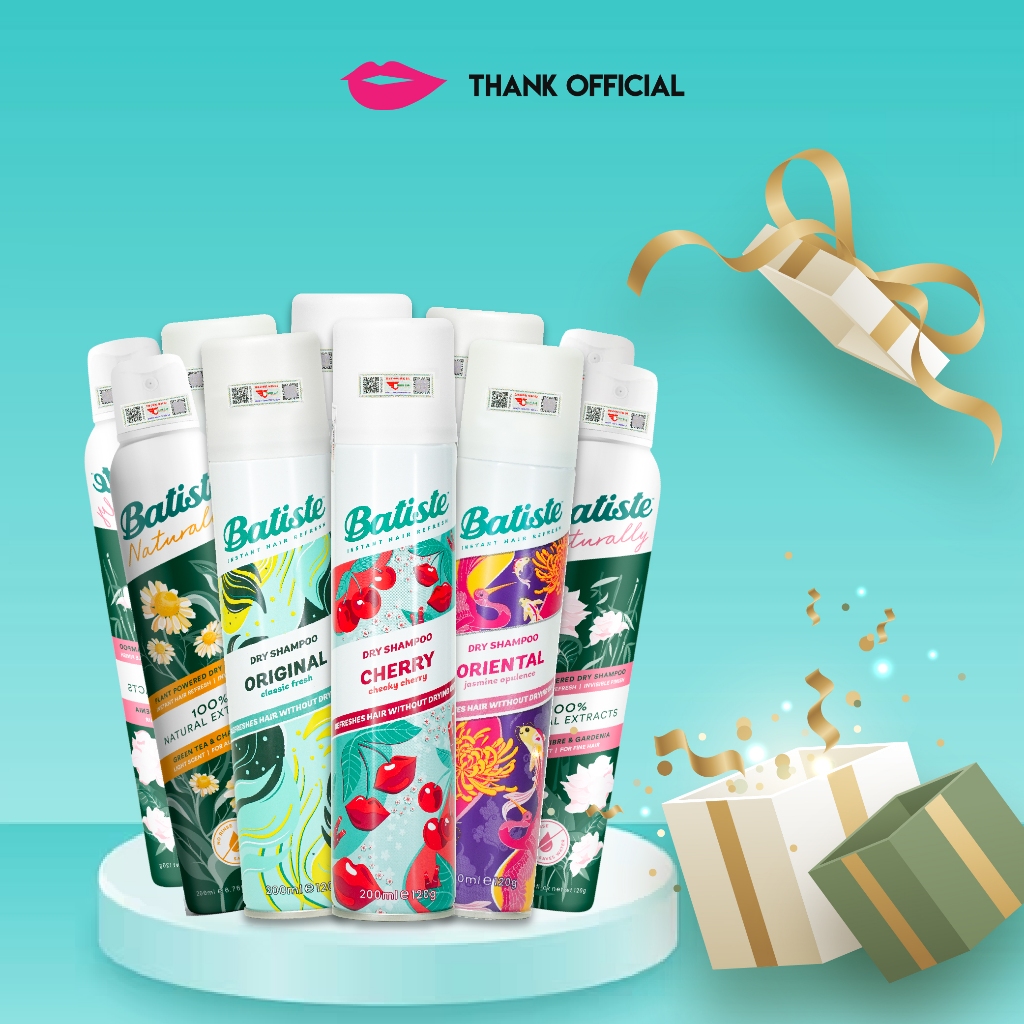 Dầu Gội Khô Bồ Kết Batiste Giúp Tóc Mềm Mượt Nhập Khẩu Anh Quốc, Xịt Phồng Tóc Đỡ Bết Tức Thì Chính Hãng
