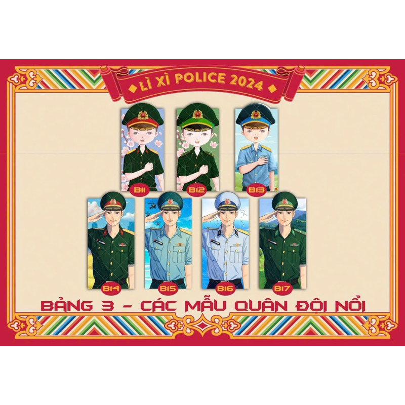 Lì xì chibi Quân đội (10 cái)