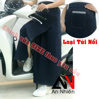 Váy chống nắng chất liệu Jean có túi có nút bấm chân - cố định bằng nút bấm và dán [được chọn mẫu]
