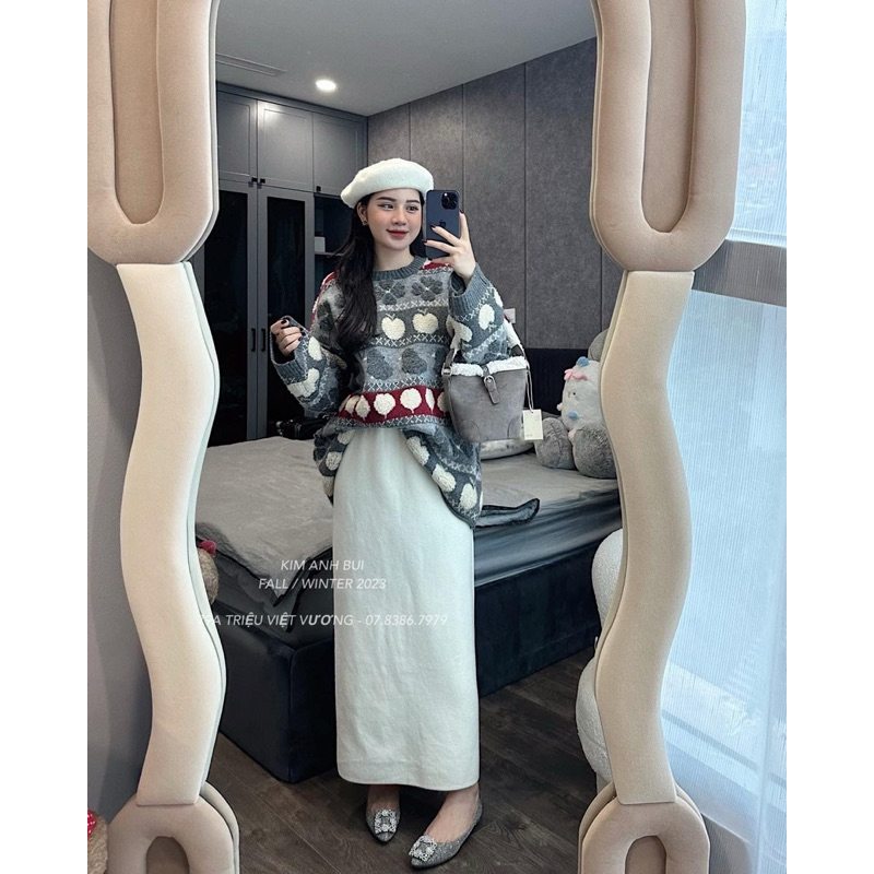 CHÂN VÁY LEN DÁNG DÀI XẺ SAU 90CM