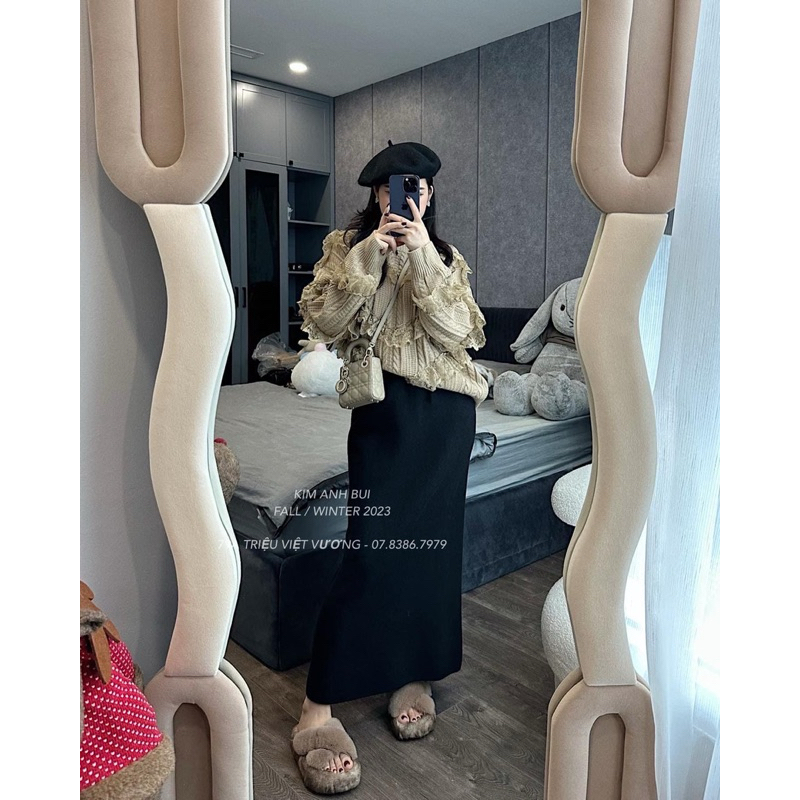 CHÂN VÁY LEN DÁNG DÀI XẺ SAU 90CM