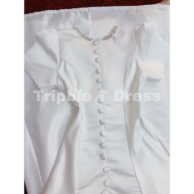 Đầm maxi mặc cưới TRIPBLE T DRESS cổ tròn nơ lưng siêu xinh - size S/M/L