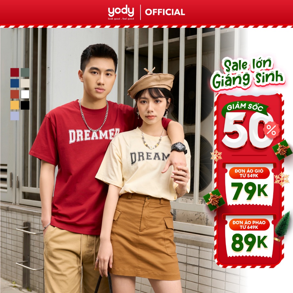 Áo thun unisex nam nữ YODY in chữ Dreamer vải cotton cao cấp - TSU6002