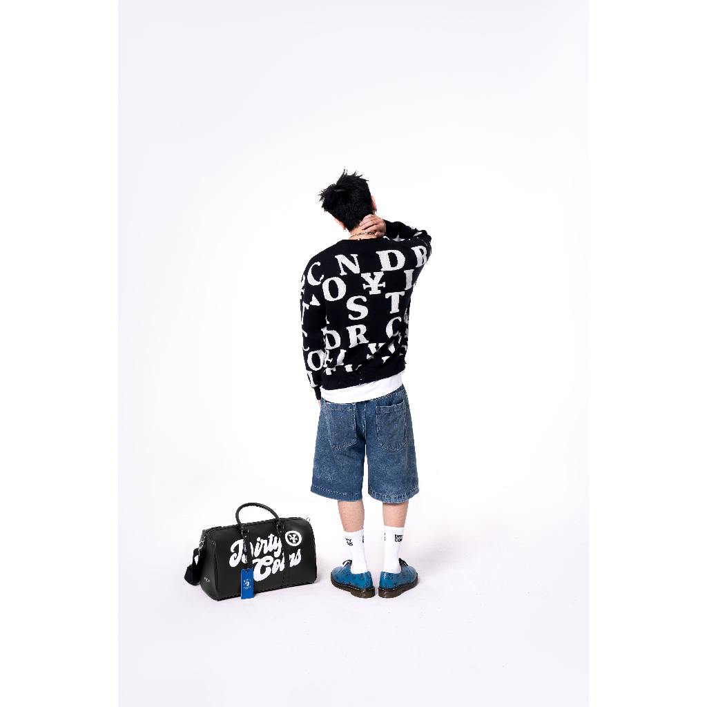 Áo Khoác Letters Monogram Knit Sweater - Black