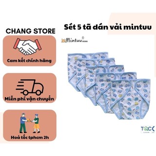 Set 5 Tã Vải Mintuu Cotton,tã dán sơ sinh in bông, tã quần chất liệu vải 100% cotton thương hiệu Mintuu