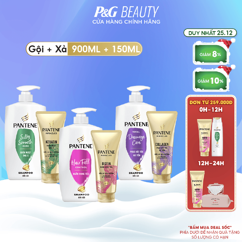 Bộ Dầu gội Pantene 900ML & Kem xả 3 phút diệu kỳ 150ML