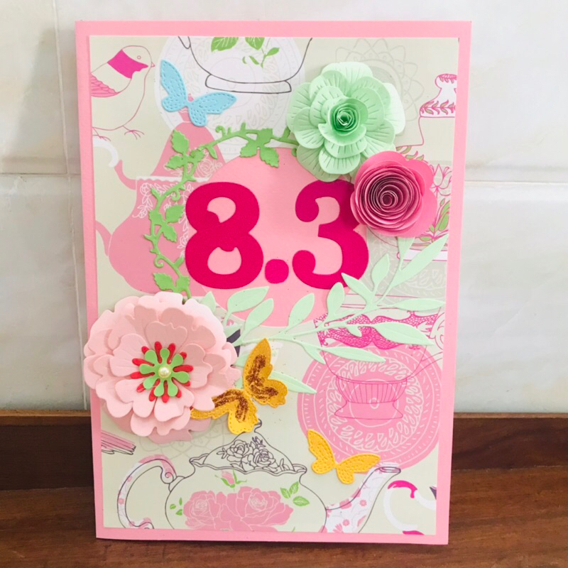Thiệp mừng ngày phụ nữ 8/3 size a5 handmade hoa 3D thủ công giá rẻ