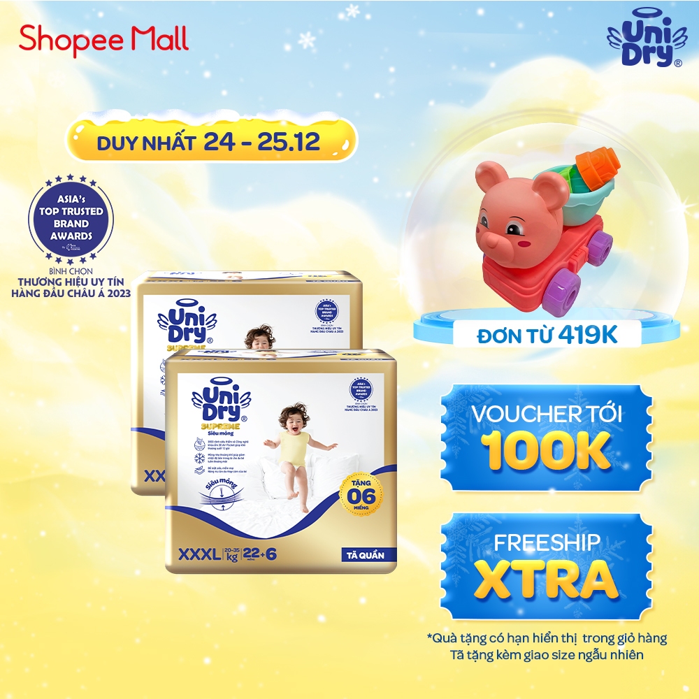 Combo 2 Tã quần UniDry Supreme siêu mỏng chỉ 2mm size M/L/XL/XXL/XXXL
