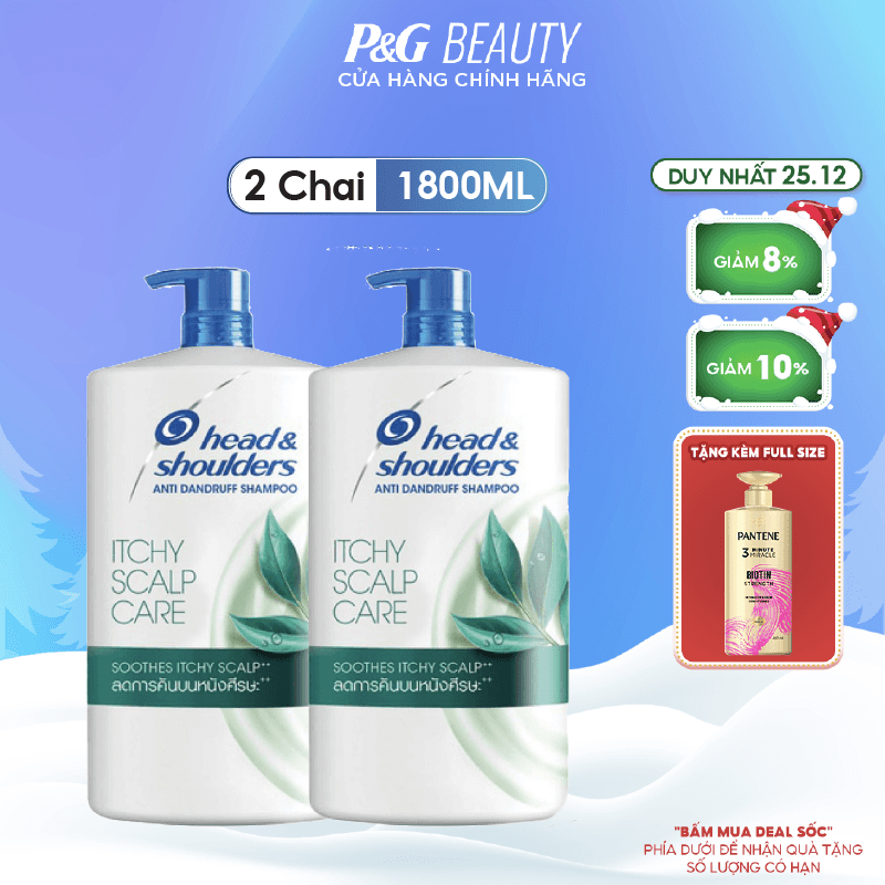 Combo 2 Dầu Gội Head & Shoulders chai 1800ml Cho Da Đầu Ngứa