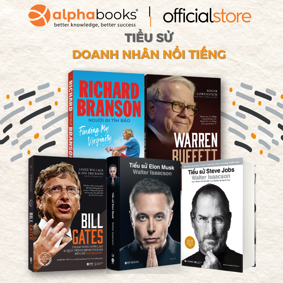 Sách - Lẻ/Combo Tiểu Sử Doanh Nhân Nổi Tiếng: Elon Musk + Bill Gates + Warren Buffet + Steve Jobs + 