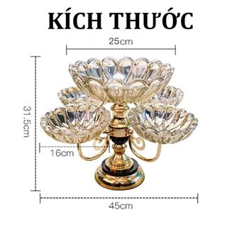 Hộp đựng mứt tết, bánh kẹo, ô mai bằng nhựa meca cao cấp sang trọng thiết kế hình tháp hoa sen 5 ngăn xoay độc đáo