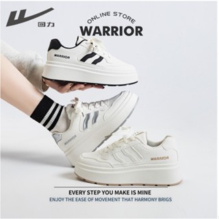  Giày thể thao nữ giày sneaker nữ warrior  WXP-1512 đế độn 5cm fom nhỏ tăng 1 size sẵn trắng đen 38 