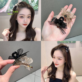  🧚🏻‍♀️Ganten🧚🏻‍♀️Kẹp Tóc Nơ Đính Đá Kim Cương Giả Hai Mặt Vải Lưới Kích Thước Nhỏ Cài Tóc Đuôi Ngựa Mùa Hè 