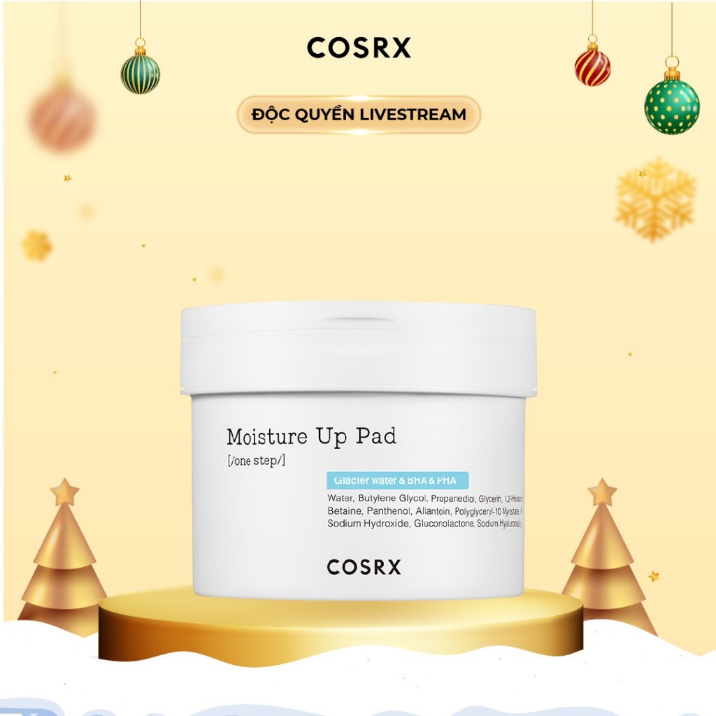 Hộp 70 miếng bông tẩy da chết dưỡng ẩm, giảm mụn COSRX One Step Moisture Up Pad