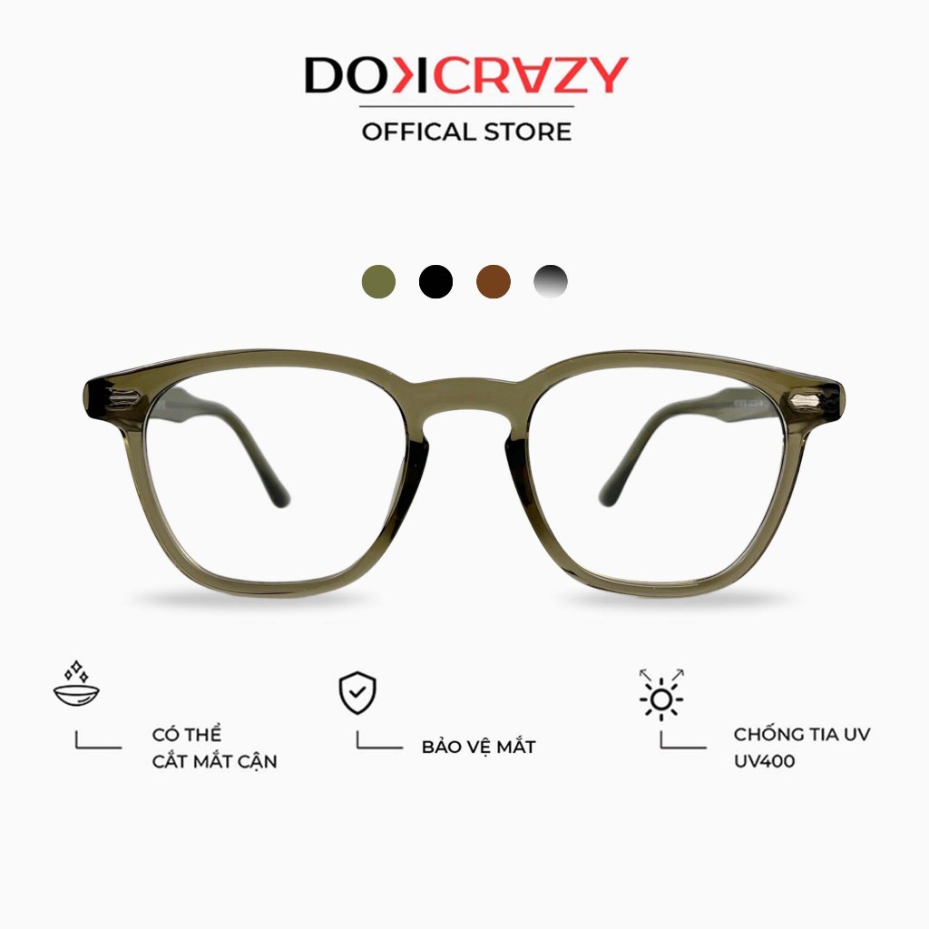 Gọng kính thời trang DOKCRAZY RIO unisex phù hợp nhiều dáng mặt, nhựa sinh học cao cấp, mắt kính chống ánh sáng xanh