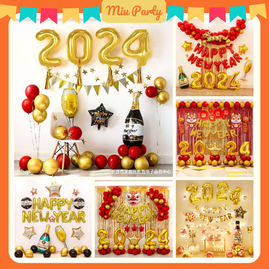 Set Trang Trí Tết 2024 HAPPY NEW YEAR - Miu Party