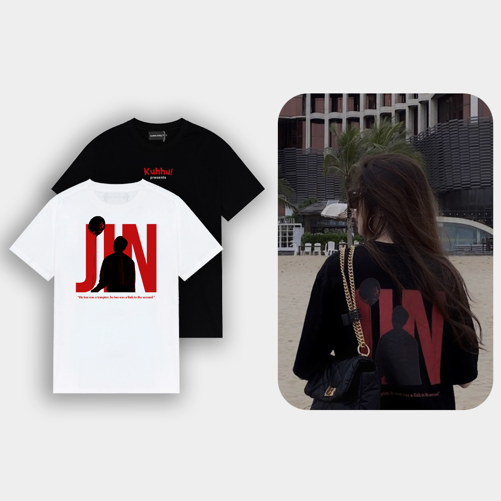 JIN TEE - Áo thun BTS unisex oversize 2 màu đen/trắng