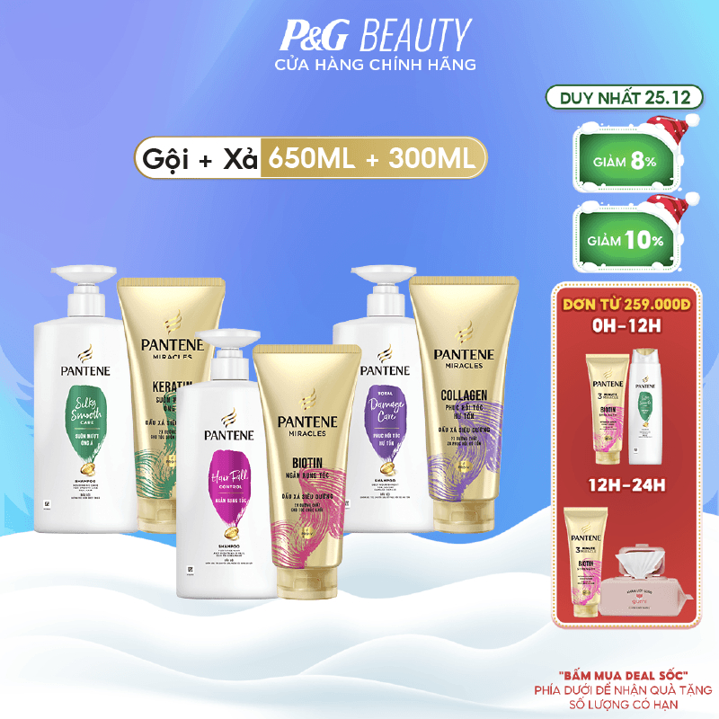 BỘ DẦU GỘI PANTENE 650ML & KEM XẢ 3 PHÚT DIỆU KỲ 300ML