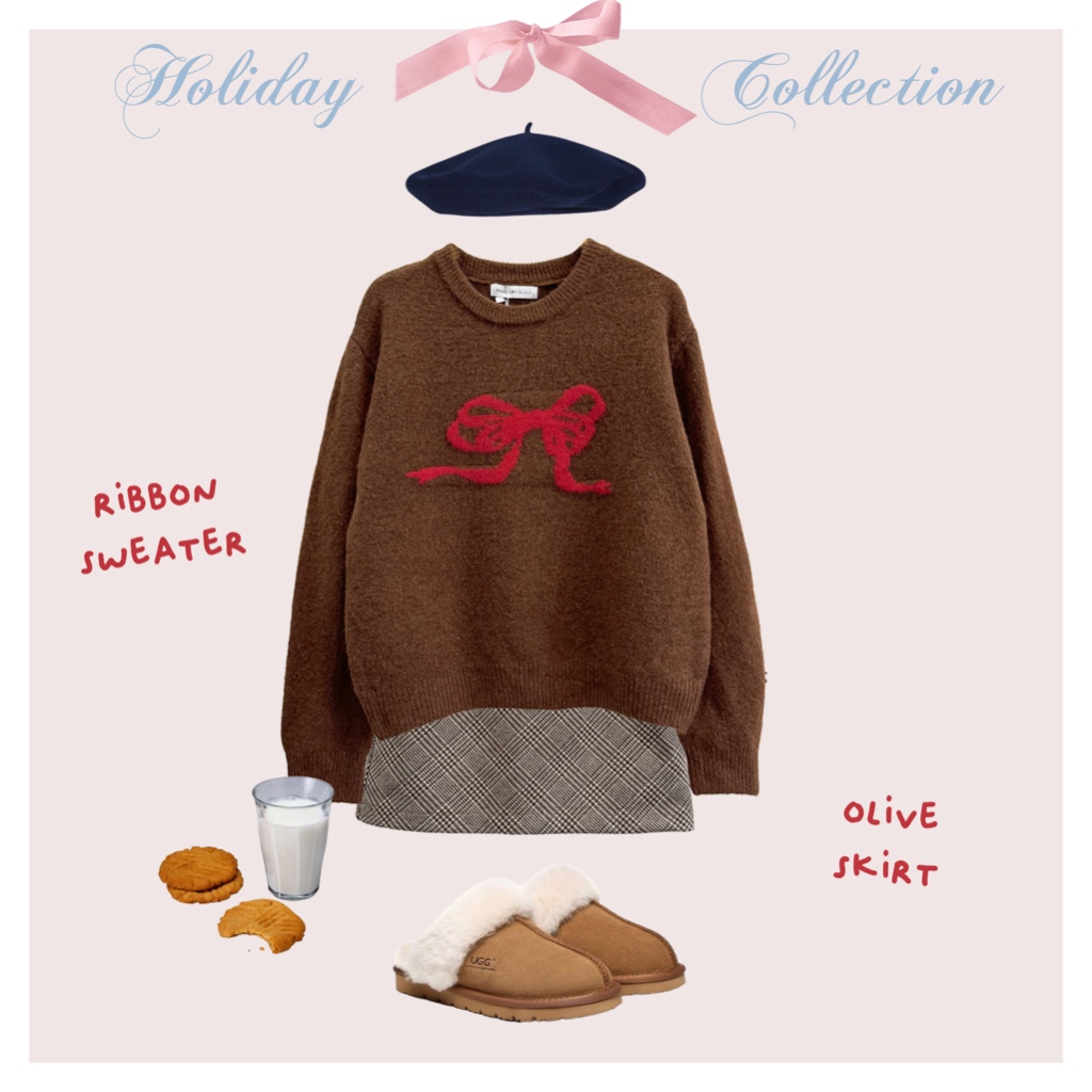 BLEUBIRD Áo len dệt họa tiết nơ Ribbon Sweater