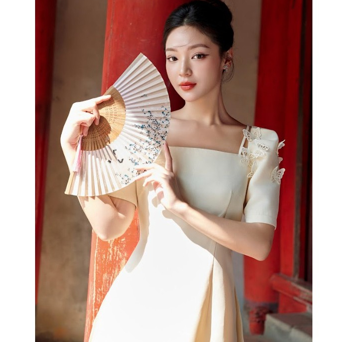 Áo Dài Nữ 𝐂𝐂𝐇𝐀𝐓 Cách Tân Godi Chất Taffta Cao Cấp 23NNB9001OT
