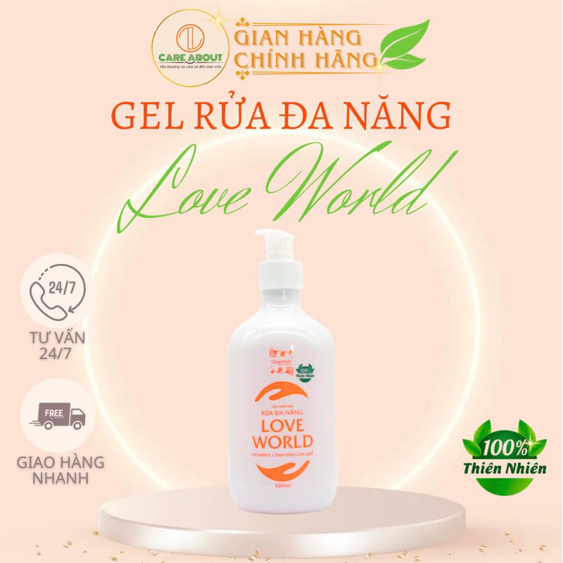Gel rửa đa năng LOVE WORLD nước rửa chén, sạch dầu mỡ, vi khuẩn, nấm móc khử tanh, 500ml